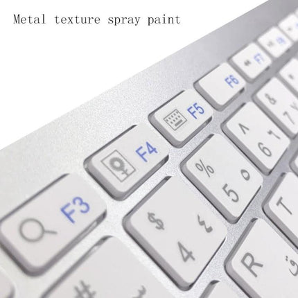 Wireless Multi-Language Keyboard for Everyday Typing Tasks showing close-up metal texture finish and F3–F5 keys on white 78-key Bluetooth keyboard