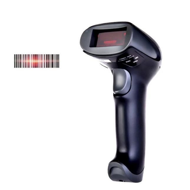 NETUM Anti-Slip Barcode Scanner for Daily Use handheld scanner on white background showing barcode reading