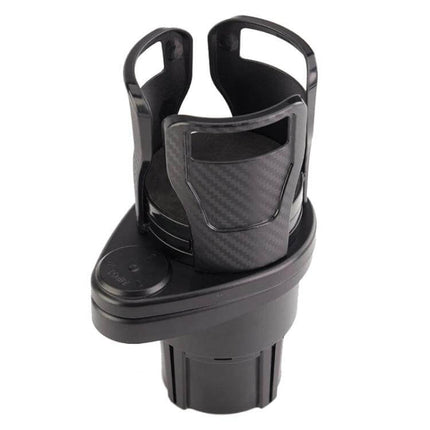 Multi Function Car Cup Rack Matt Black For Drinks And Phones - compact rotating cup and phone holder for cars, matte black finish, converts single slot into two