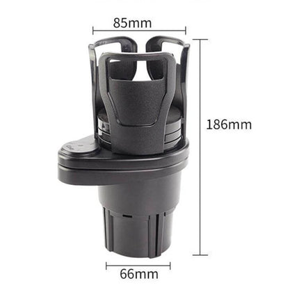 Multi Function Car Cup Rack Matt Black For Drinks And Phones - compact matte black rotating car cup and phone holder, 85x186x66mm dimensions