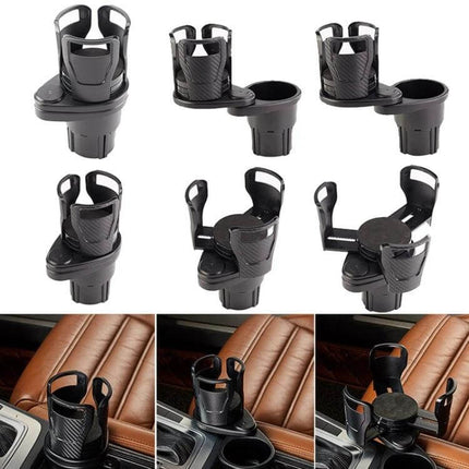 Multi Function Car Cup Rack Matt Black For Drinks And Phones - adjustable rotating bracket holds cups, phones and tablets in compact matte black car cup holder
