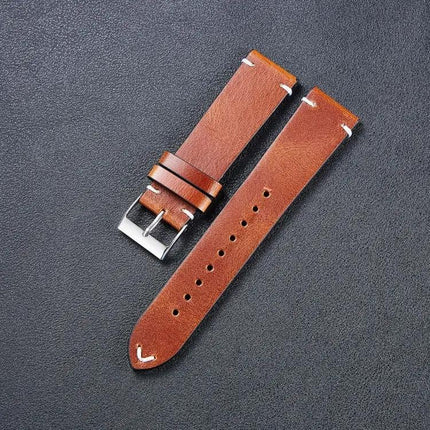 Color-Changing Retro Oil Wax Leather Watch Strap 18/20/22mm