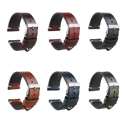 Color-Changing Retro Oil Wax Leather Watch Strap 18/20/22mm