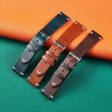 Color-Changing Retro Oil Wax Leather Watch Strap 18/20/22mm