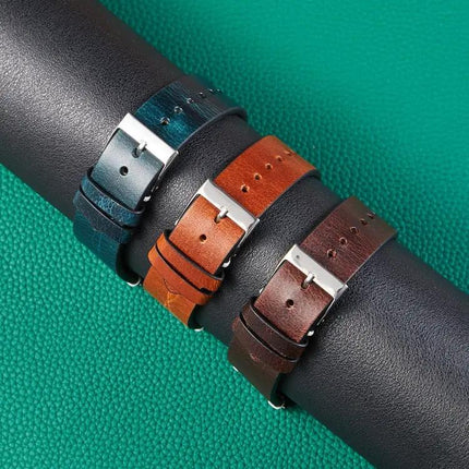 Color-Changing Retro Oil Wax Leather Watch Strap 18/20/22mm