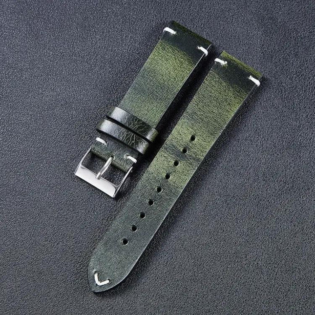 Color-Changing Retro Oil Wax Leather Watch Strap 18/20/22mm