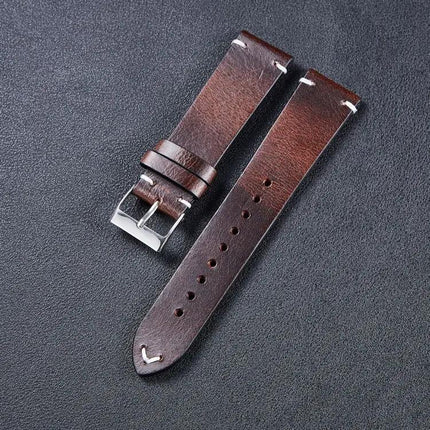 Color-Changing Retro Oil Wax Leather Watch Strap 18/20/22mm