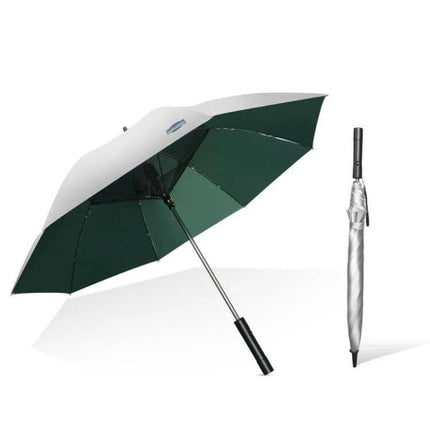 Stylish Long-Handle Umbrella with Built-in Fan for Sun and Rain Protection — Long-handle design with cooling fan for sun and rain
