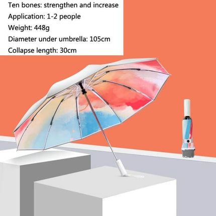Automatic Folding Umbrella for Rain and Sun Protection in Various Colors - compact automatic one-button umbrella with colorful water-repellent canopy