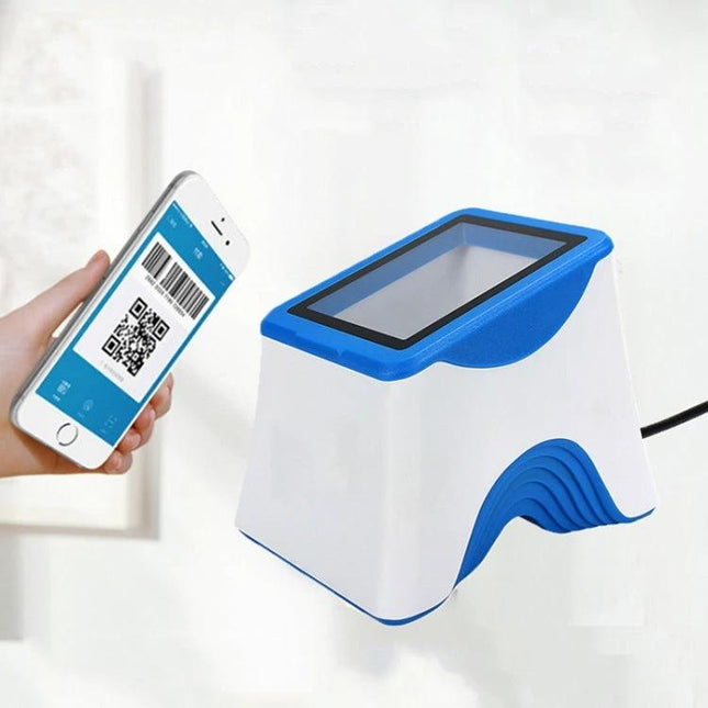 Portable QR Code Scanner for Supermarket and Retail Cashier Use handheld scanner scanning phone QR at checkout counter