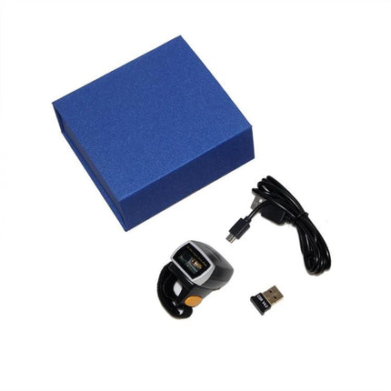 NETUM Wireless Bluetooth Ring Scanner for Hands-Free Scanning with USB dongle, charging cable, wrist ring unit and blue gift box