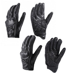 Ultimate All-Weather Leather Motorcycle Gloves - Full Finger, Touchscreen Compatible, Breathable & Impact-Resistant