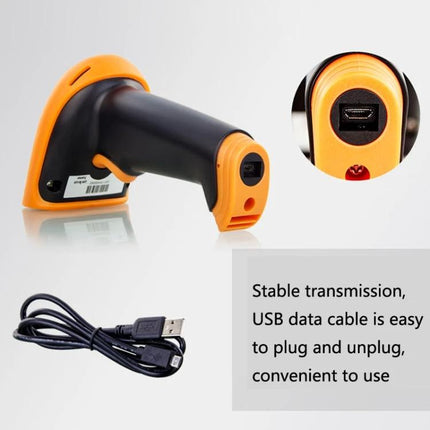 Wireless Two-Dimensional Barcode Scanner for Daily Use with ergonomic orange-black design, USB cable and stable transmission for inventory and POS