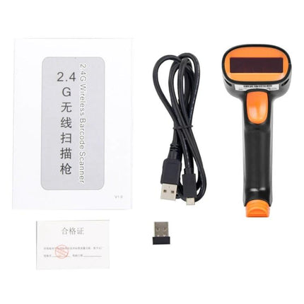 Wireless Two-Dimensional Barcode Scanner for Daily Use handheld scanner with USB cable, dongle and manual for retail and inventory