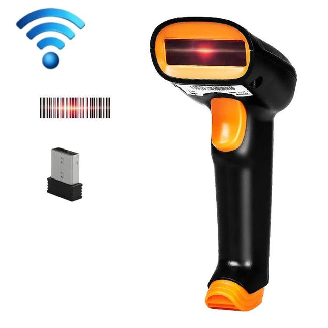 Wireless Two-Dimensional Barcode Scanner for Daily Use handheld wireless scanner with USB dongle and barcode icons