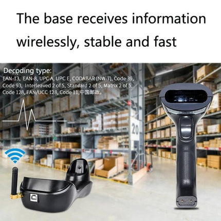 NETUM H8 Wireless Barcode Scanner for Supermarket Use — wireless handheld scanner with base in supermarket aisle
