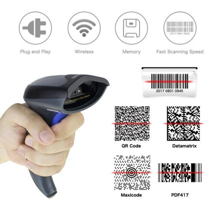NETUM Wireless and Wired Barcode QR Code Scanner handheld scanning various barcode types for retail inventory and fast data capture