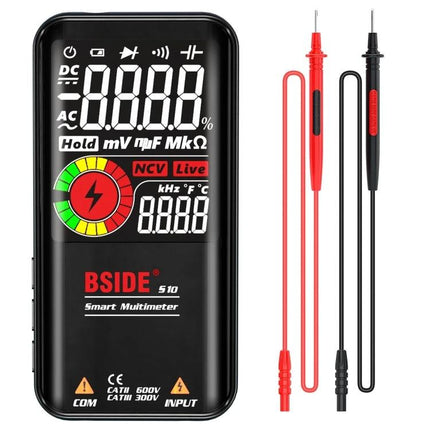 BSIDE Digital Multimeter for Voltage and Capacitance Testing with 3.5-inch display and red/black probes