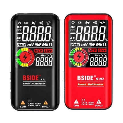 BSIDE Digital Multimeter for Voltage and Capacitance Testing - black and red handheld models with 3.5-inch display and NCV live indicator