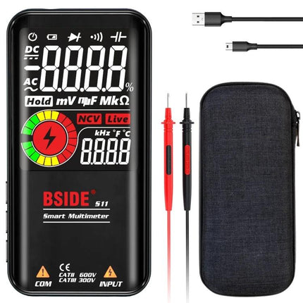 BSIDE Digital Multimeter for Voltage and Capacitance Testing, 3.5-inch display multimeter with probes, USB cable and carrying case
