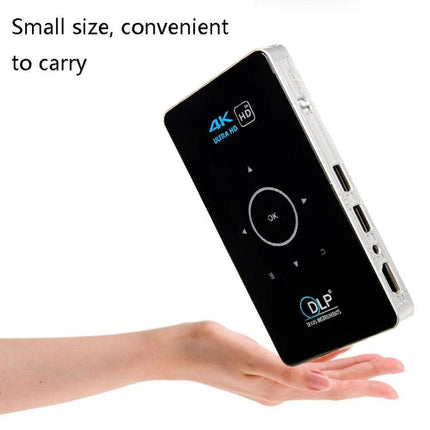 Portable Mini Projector for Home and Mobile Viewing - compact 4K DLP mini projector held in hand, wireless Android 5.1, 1080P support, electric focus