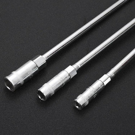 Practical Sleeve Wrench for Daily Car Maintenance at Home — three chrome sleeve wrenches for tightening and loosening bolts during driveway vehicle repairs
