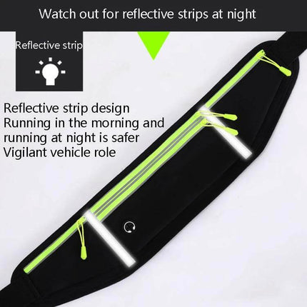 Outdoor Waterproof Waist Bag For Phone Ideal For Running - black nylon lycra waist pack with reflective strips and zipper pocket