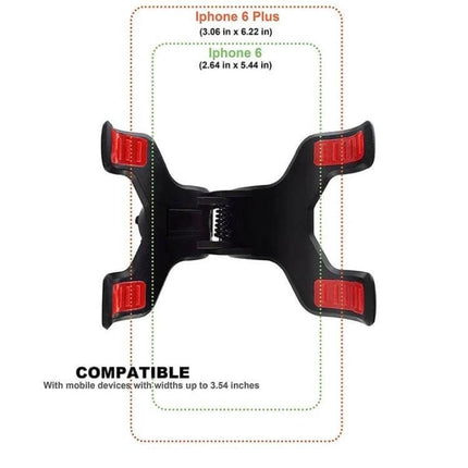 Universal Car Phone Holder With Suction Cup For Windshield Black - top view of adjustable black silicone and ABS grip showing compatibility up to 3.54 in
