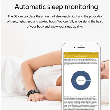 Reliable Watch for Monitoring Daily Health and Fitness Routines showing sleep tracking report on phone and wristband during overnight rest