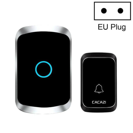 CACAZI Wireless Music Doorbell for Home Notifications black receiver and transmitter with EU plug
