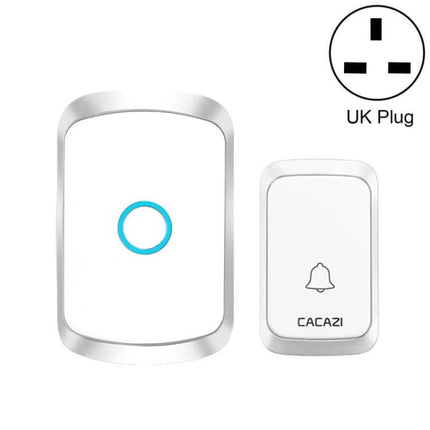CACAZI Wireless Music Doorbell for Home Notifications white receiver and transmitter set with UK plug