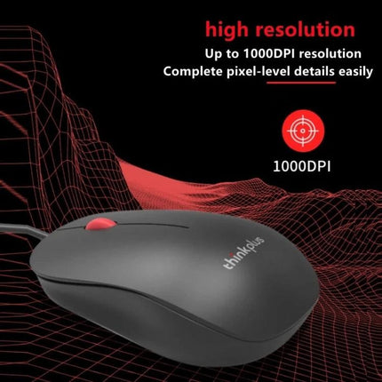 Lenovo Thinkplus M80 Ergonomic Office Laptop Mouse wired red and black ergonomic design 1000DPI for comfortable office navigation