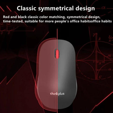 Lenovo Thinkplus M80 Ergonomic Office Laptop Mouse in red and black symmetrical design for comfortable wired office use
