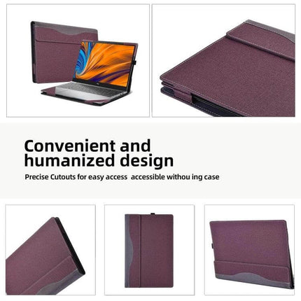 14 Inch PU Leather Protective Case for Samsung Galaxy Book Pro Series shown in purple with precise cutouts and ventilated design
