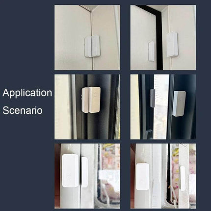 CACAZI Smart Wireless Doorbell for Door Opening Alerts mounted on multiple doors and windows showing wireless door opening sensor applications