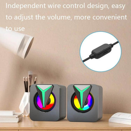 Desktop Speakers With Subtle RGB Lighting For Home Office Use compact desk speakers with USB power and 3.5mm input