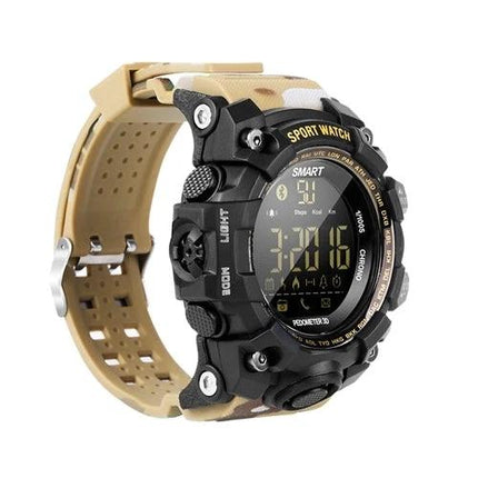 Durable Sports Watch for Daily Fitness and Outdoor Use - rugged waterproof round smart watch with TPU camo band, heart rate and step tracker, notifications
