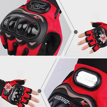 Outdoor Cycling Glove Half Finger Anti Drop For Commutes And Rides M - red/black half-finger glove with knuckle protectors and non-slip palm