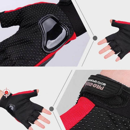 Outdoor Cycling Glove Half Finger Anti Drop For Commutes And Rides M - black red half-finger glove with non-slip palm padding and wrist strap