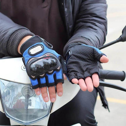 Outdoor Cycling Glove Half Finger Anti Drop For Commutes And Rides M - blue half-finger cycling gloves with knuckle protection and non-slip palm