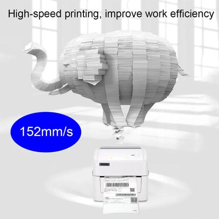 Xprinter XP-420B Thermal Label Printer with Bluetooth Option printing high-speed 152mm/s label for inventory and shipping