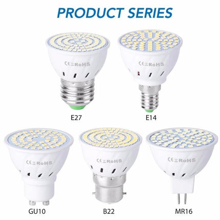 Practical LED Bulb for Everyday Home Lighting Solutions - energy-efficient durable SMD2835 chips, multiple base types E27 E14 GU10 B22 MR16