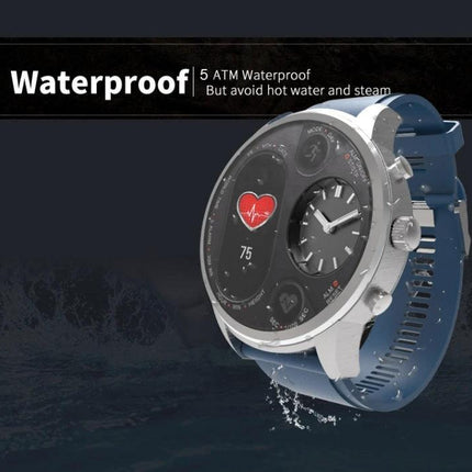 LEMFO Smart Watch for Everyday Activity Tracking and Reminders - waterproof 5 ATM smartwatch showing heart rate and sleep tracking, blue strap