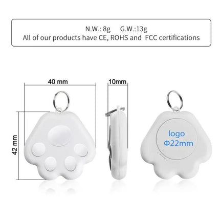 Bluetooth Dog Paw Tracker for Pets with Anti-Lost Alarm