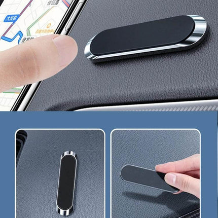 Magnetic Dashboard Car Phone Holder With Suction Cup securely mounted on dashboard, slim magnetic pad for one-handed phone use and stable navigation