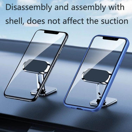 Magnetic Dashboard Car Phone Holder With Suction Cup securely holding two phones on a car dashboard, stable square base and strong magnet