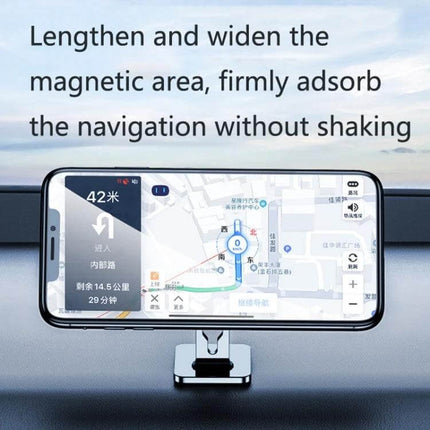 Magnetic Dashboard Car Phone Holder With Suction Cup securely holds smartphone on dashboard for navigation and hands-free use