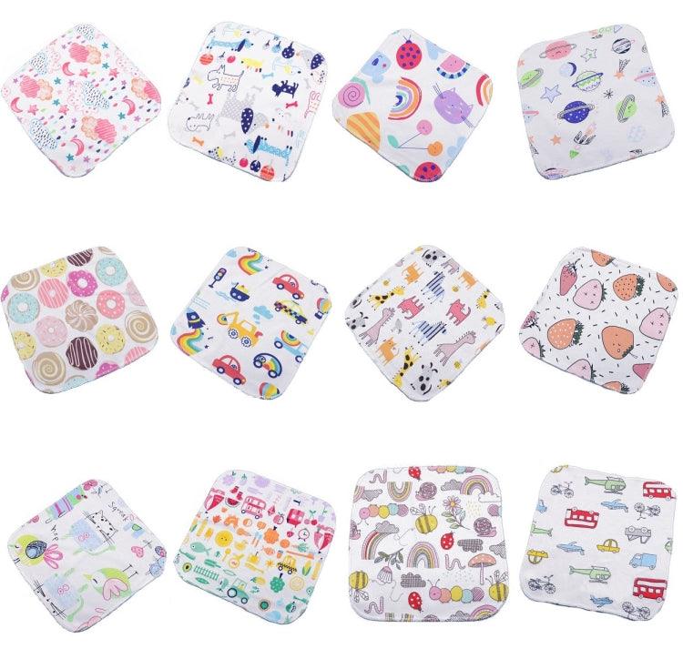 Cartoon Baby Cotton Handkerchiefs - 10 Pack of Soft, Random Color Face Towels