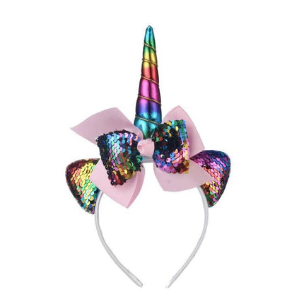 Kids Cartoon Headbands 2-Pack For Everyday Dress Up colorful sequin unicorn headband with cotton lining, perfect for birthdays and playtime