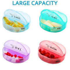 Compact 14-Compartment Pill Organizer with Stylish Leather Case for Weekly Use